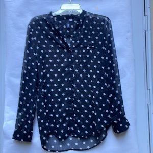 Black see through blouse with white dots by  KUT from the Kloth